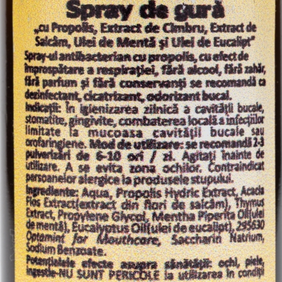 Spray de gură cu propolis și mentă fără alcool 20ml