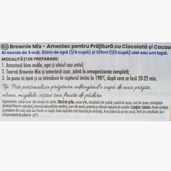 Mix pentru prăjitură cu ciocolată și cacao, Brownie Mix 450g