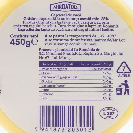 Cașcaval de vacă 450g