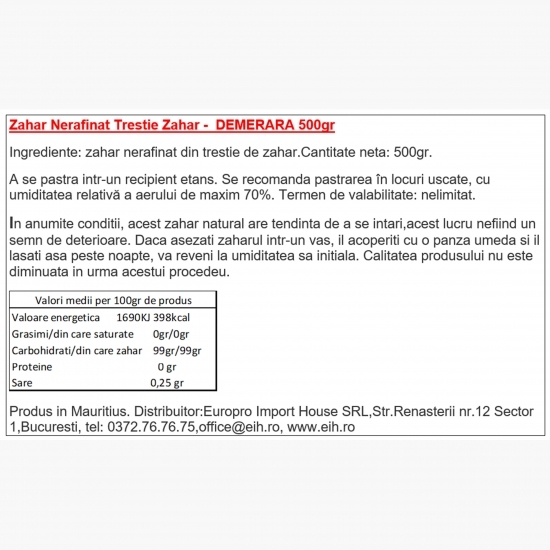 Zahăr brun Demerara 500g