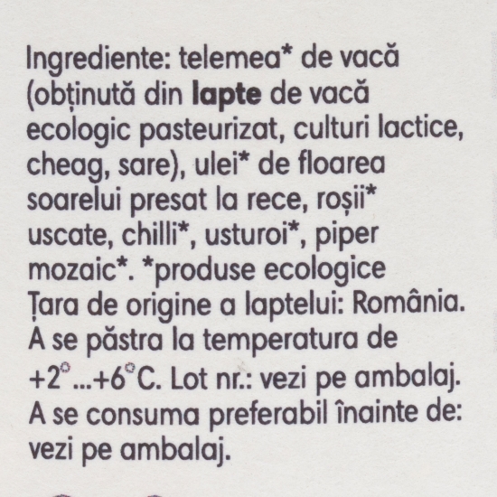 Telemea cubulețe în ulei de floarea-soarelui picant, eco 175g