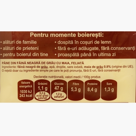 Pâine neagră fără E-uri, fără conservanți 500g