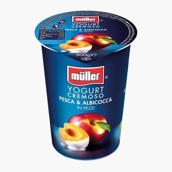 Iaurt cu bucăți de piersici și caise 500g