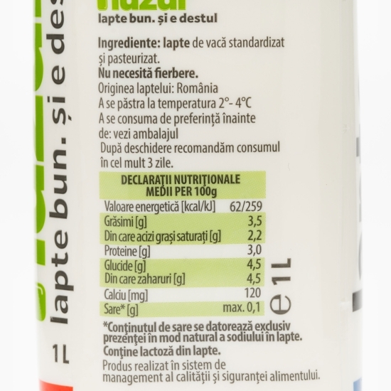 Lapte 3.5% grăsime, 1l