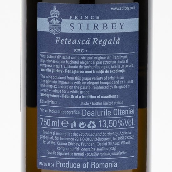 Vin alb sec Fetească Regală, 13.5,%, 0.75l