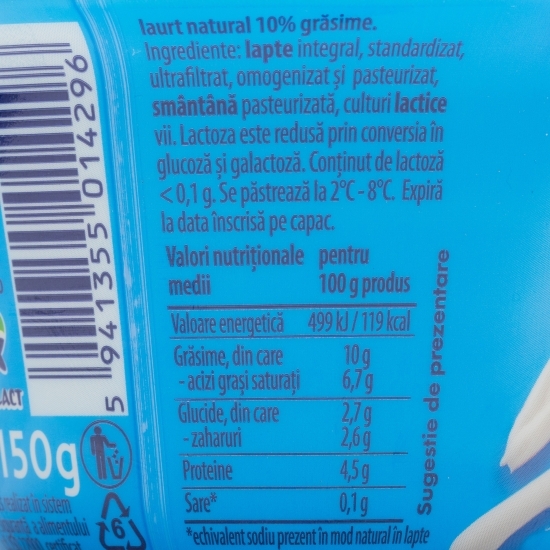 Iaurt în stil grecesc 10% grăsime 150g