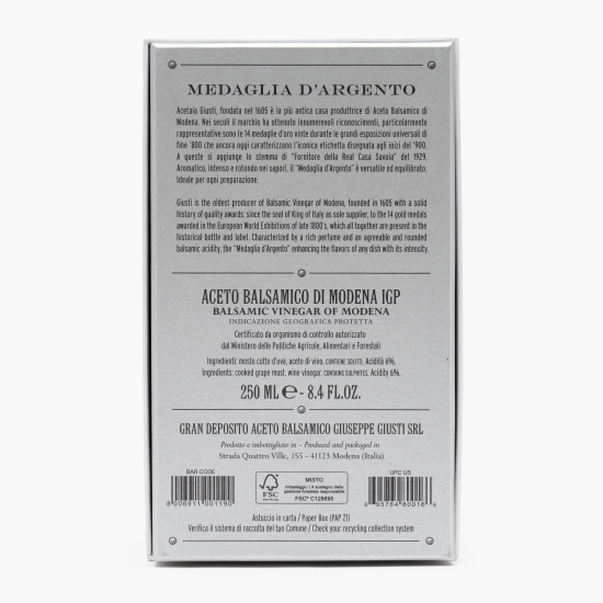 Oțet balsamic de Modena IGP Giuseppe Giusti, medalie de argint, 0.25l