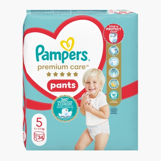 Scutece chiloțel Premium Care, mărimea 5, 11-17kg, 34 buc