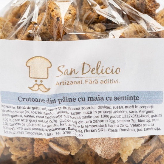 Crutoane din pâine cu maia cu semințe 125g