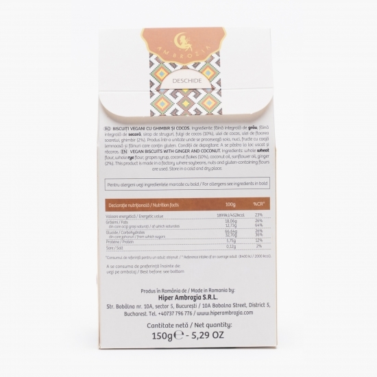 Biscuiți vegani cu ghimbir și cocos 150g