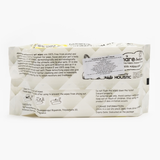 Șervețele antibacteriene pentru igiena zilnică a animalelor de companie - aloe vera 80 buc