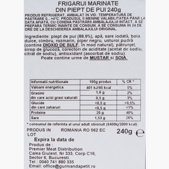 Frigărui marinate din piept de pui, 240g