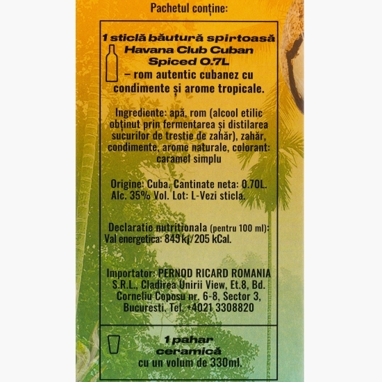 Rom Cuban Spiced 35% alc. 0.7l + 1 pahar