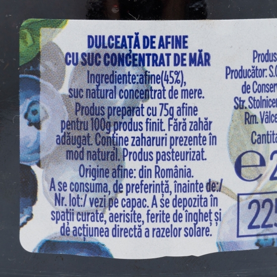 Dulceață de afine fără zahăr adăugat 240g