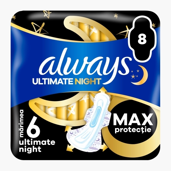 Absorbante Ultimate Night Max Protection, mărimea 6, 8 buc