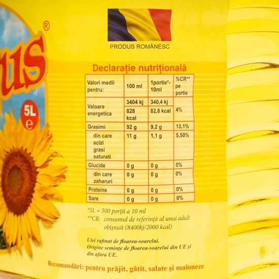 Ulei îmbuteliat din floarea-soarelui 5l