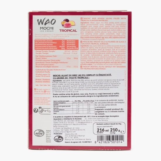 Mochi - desert japonez cu înghețată de fructe tropicale 216ml (210g)