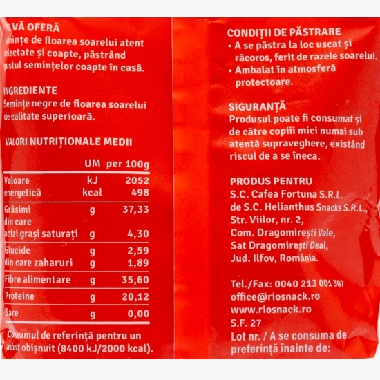 Semințe floarea-soarelui negre fără sare 100g
