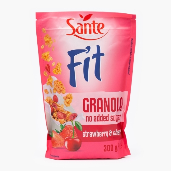Cereale integrale cu căpșuni și cireșe, fără zahăr adăugat 300g