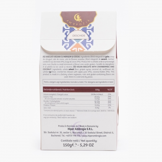 Biscuiți vegani cu merișor și cocos 150g