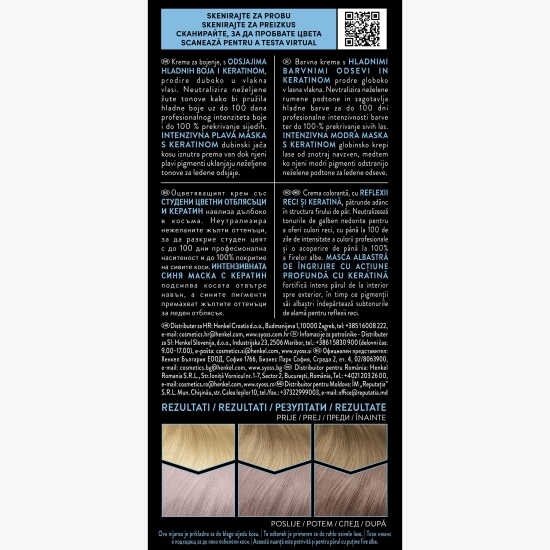 Vopsea de păr permanentă Cool and Ashy, 10-55 blond platinat ultra rece 115ml