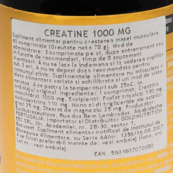 Creatine 1000mg, 60 comprimate