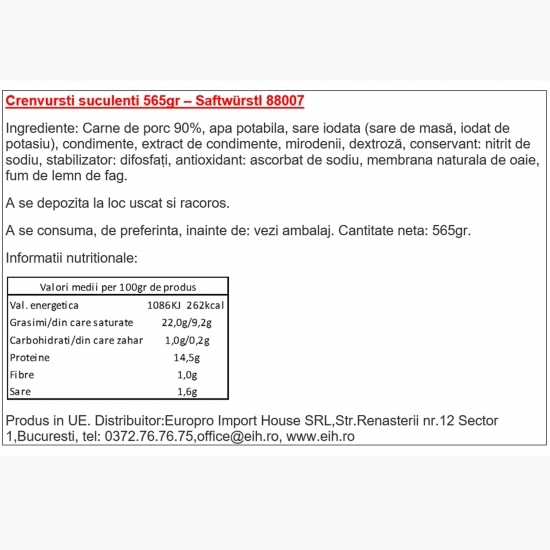 Crenvurști suculenți 550g