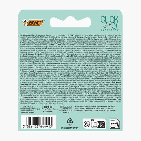 Rezerve aparat de ras pentru femei Click Soleil 3 lame Sensitive 4 buc