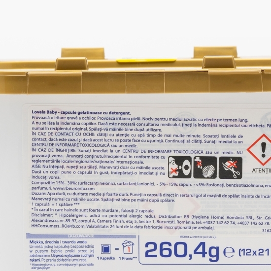 Detergent de rufe capsule pentru haine albe și colorate, 12 spălări