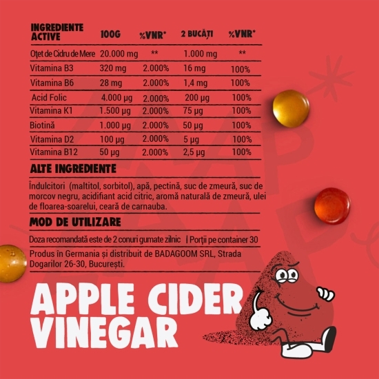 Jeleuri gumate Apple Cider Vinegar, 60 buc, 150g