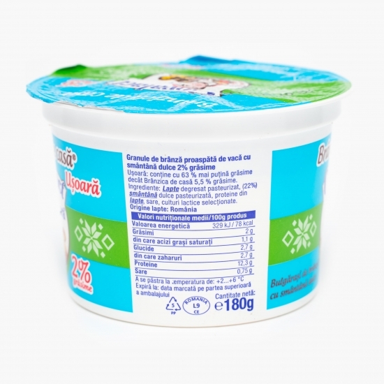 Brânzică de casă ușoară 2% grăsime 180g