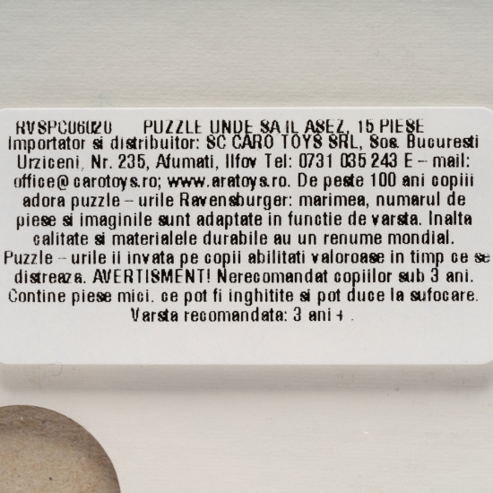 Puzzle-Unde să îl așez 15 piese 3+ ani