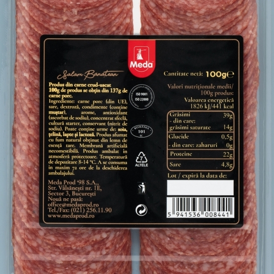 Salam bănățean feliat 100g