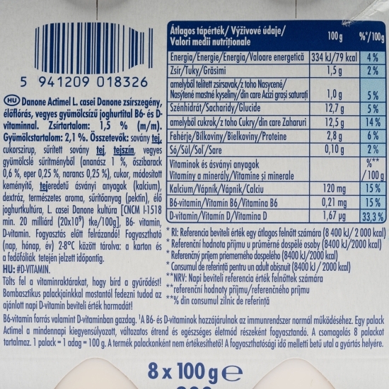 Iaurt de băut multifruct cu vitamine 8x100g