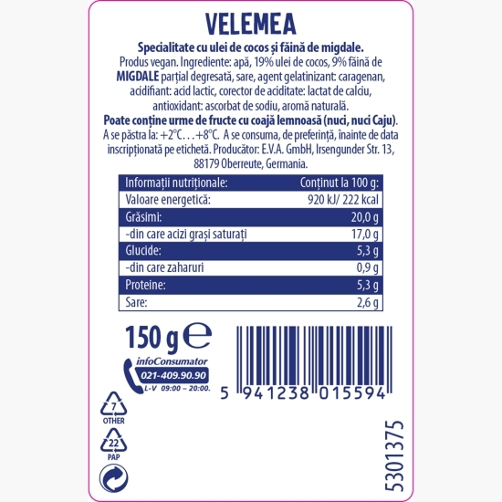 Specialitate cu ulei de cocos și făină de migdale, Velemea 150g