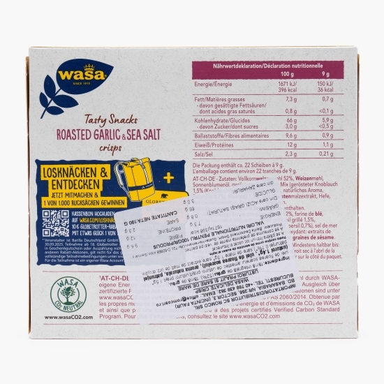 Pâine prăjită cu usturoi și sare de mare Tasty Snacks, 190g