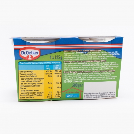 Budincă cu gust de ciocolată și alune Paula 4x125g