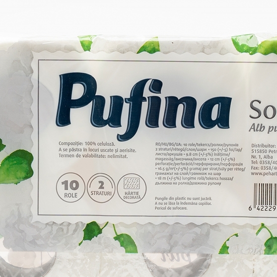 Hârtie igienică Soft Pure alb, 2 straturi, 10 role