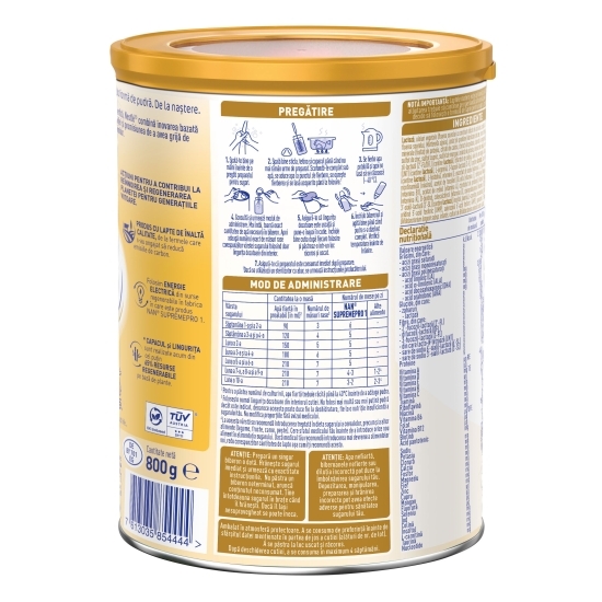 Formulă de lapte praf Supreme Pro 1, de la naștere, lapte de început 800g