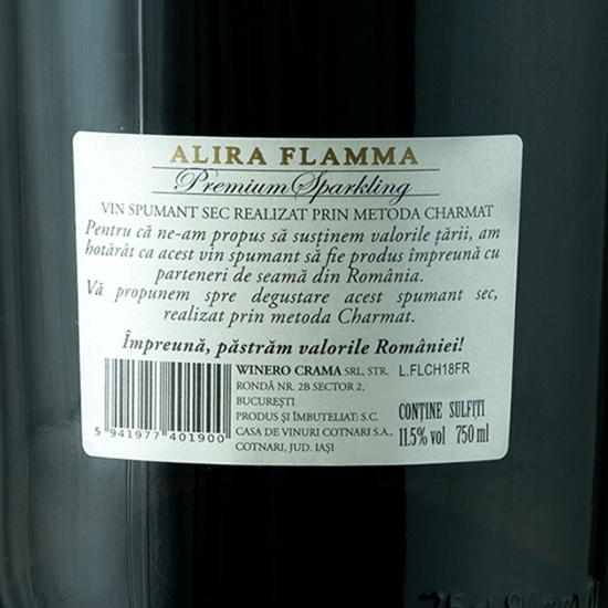 Vin spumant alb sec Flamma, 11.5%, 0.75l