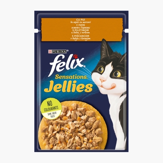  Hrană umedă pentru pisici, 85g, Sensations cu pui și morcov în aspic 