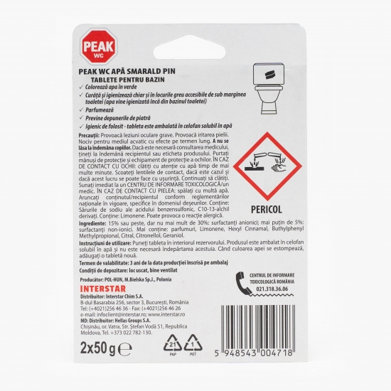 Tablete WC „apă smarald” pin 2x50g