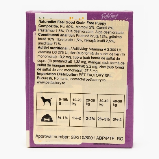 Hrană umedă pentru câini, pate fără cereale, 390g, Feel Good Puppy cu pui și legume rădăcinoase