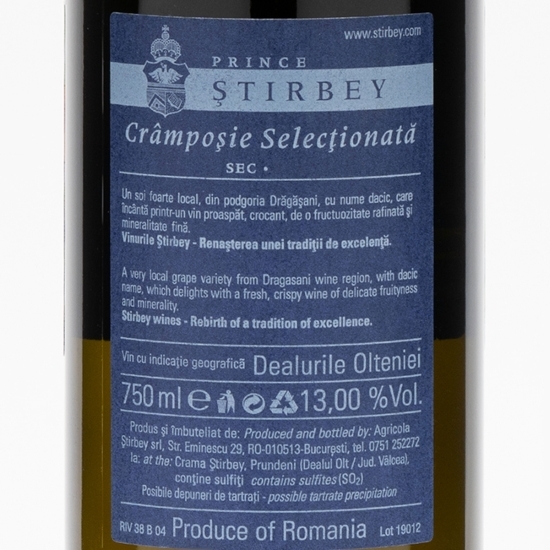 Vin alb sec Crâmpoșie Selecționată, 13%, 0.75l