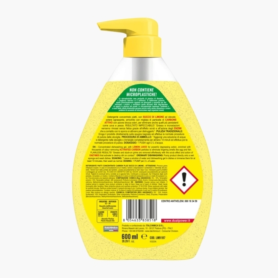 Detergent de vase concentrat Dual Power Carbon Plus cu lămâie 0.6l