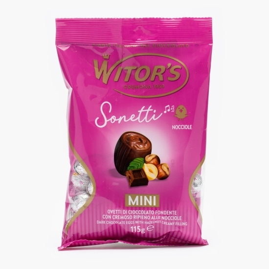 Mini ouă ciocolată neagră și cremă de alune 120g