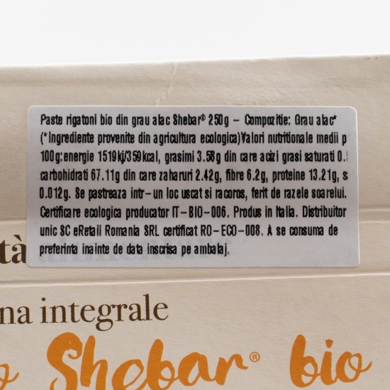 Paste rigatoni eco din grâu alac 250g