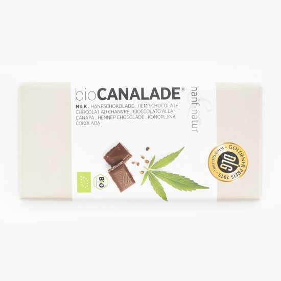 Ciocolată eco cu lapte și semințe de cânepă 100g