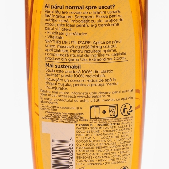  Șampon nutriție lejeră cu ulei prețios de cocos pentru păr normal spre uscat 0.25l