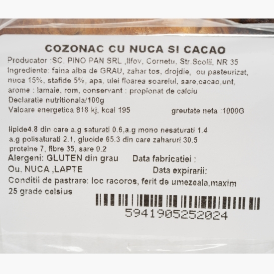 Cozonac cu nucă și cacao 1kg